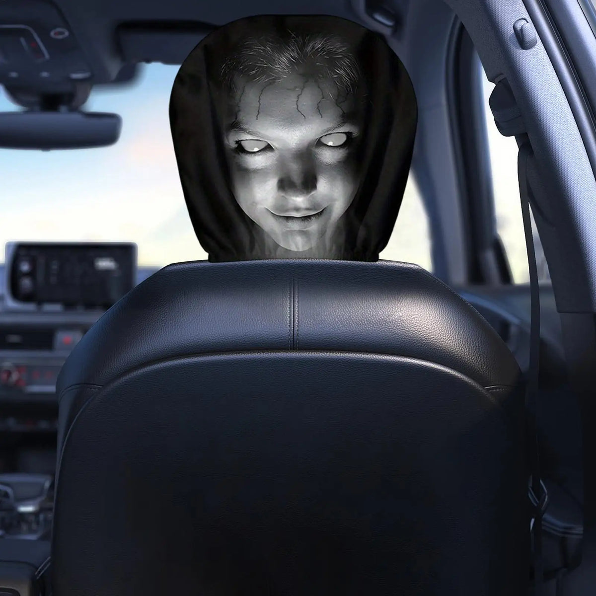 2-Pack Horror Face Car Headrest Covers | Universal Fit SUV Sedan Car Headrest Covers Axl