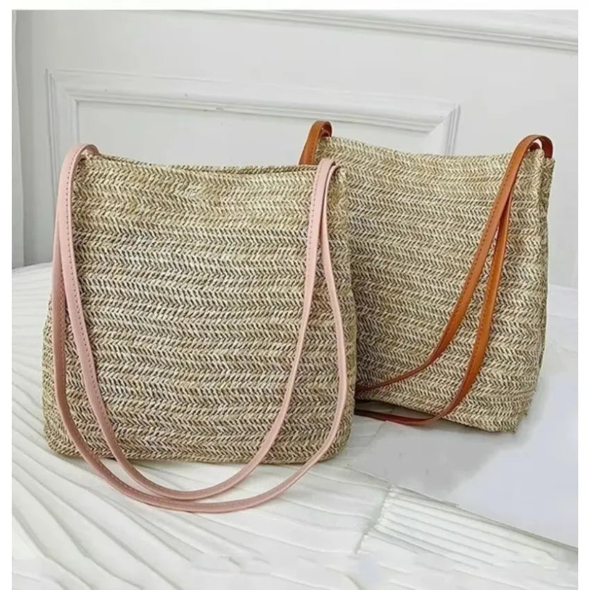 Bohemian Woven Rattan Straw Bag – Women's Crossbody Tote Woven Straw Tote Bag Axl