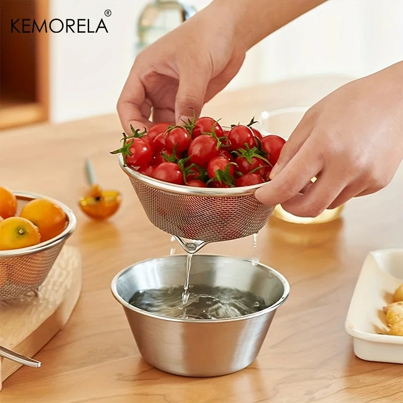 KEMORELA 2-in-1 Stainless Steel Colander & Strainer Set Colander & Strainer Axl
