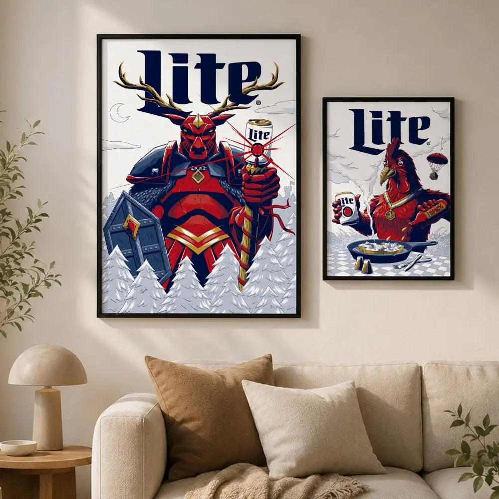 Miller Lite Beer Poster – Waterproof Self-Adhesive Wall Art Decorative Wall Poster Axl
