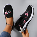 Women's Ethnic Embroidery Floral Slip-On Loafers | Lightweight Women's Slip-On Loafers Axl black 35