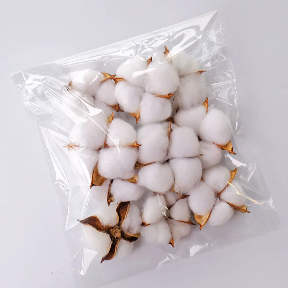20 Pcs White Artificial Cotton Flower Heads for DIY Décor Artificial Flower Heads Axl White
