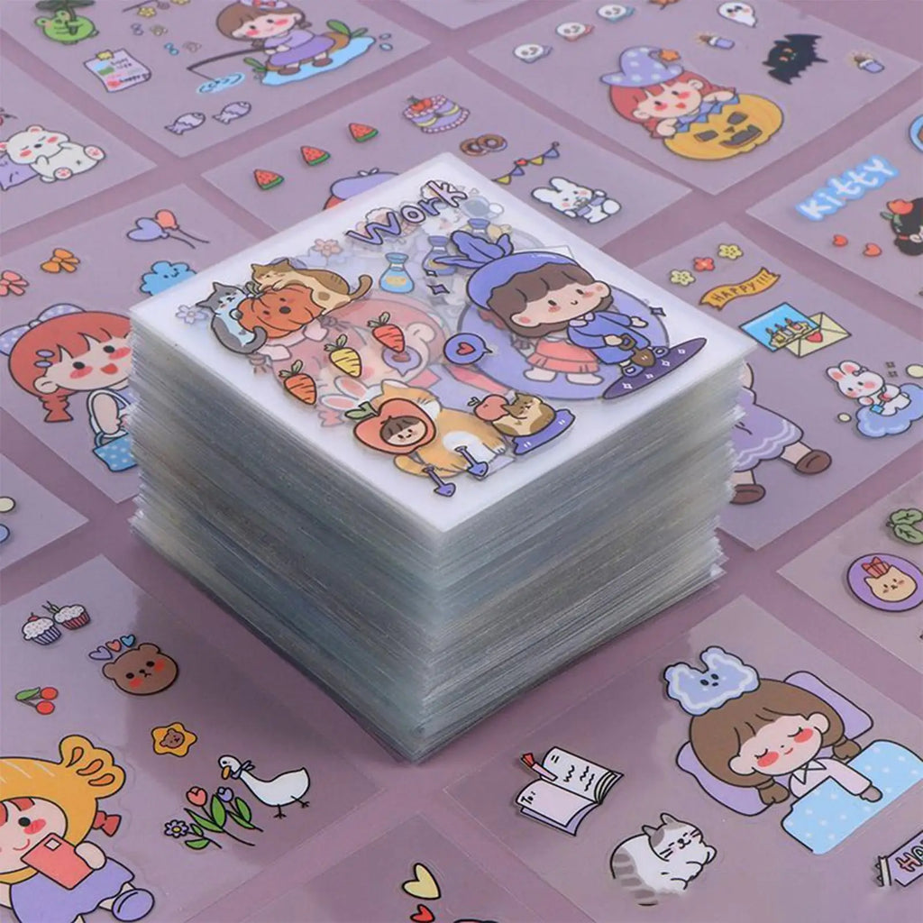 100 Pcs Cute Cartoon Girl Stickers – Waterproof DIY Decals Decorative Sticker Set Axl