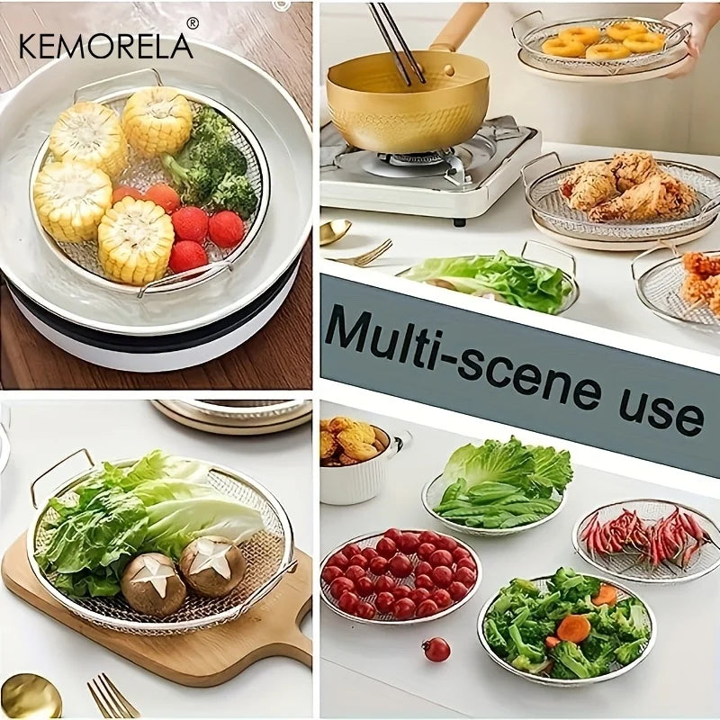 KEMORELA Stainless Steel Oil Filter Strainer Basket & Handle Kitchen Strainer Basket Axl