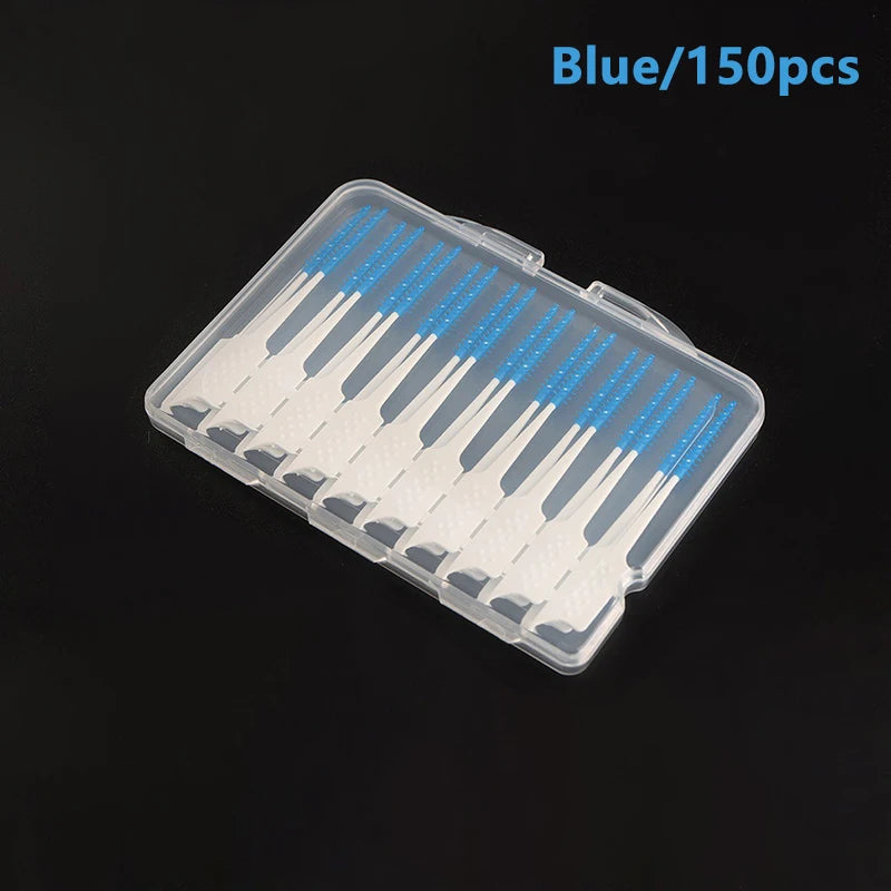 Silicone Interdental Brushes – Soft Teeth Cleaner (20–300 Pcs) Interdental Brush Axl 150PcsBlue