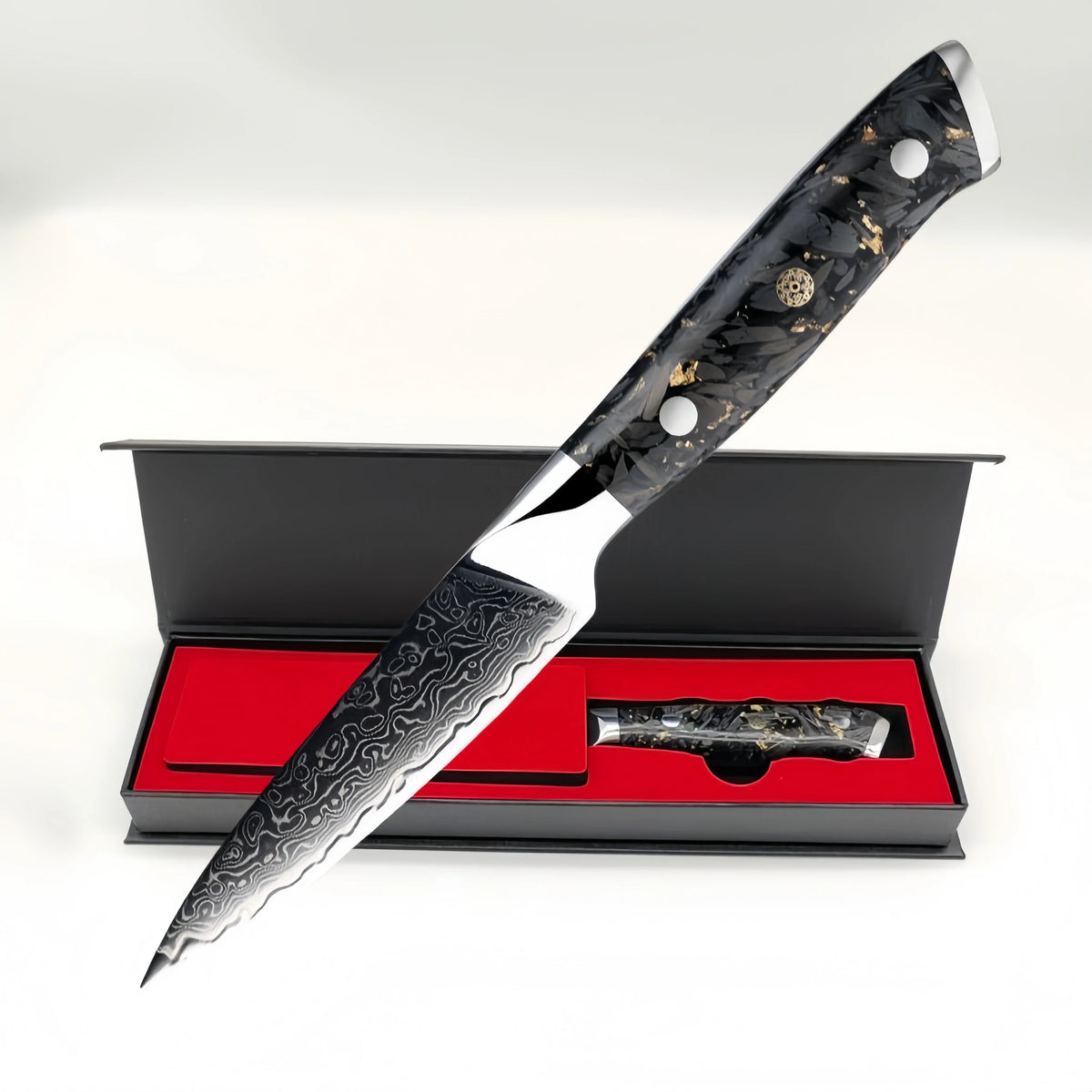 3.5" Damascus Paring Knife VG10 Core Gold Carbon Fiber Handle Damascus Paring Knife Axl fruit knife