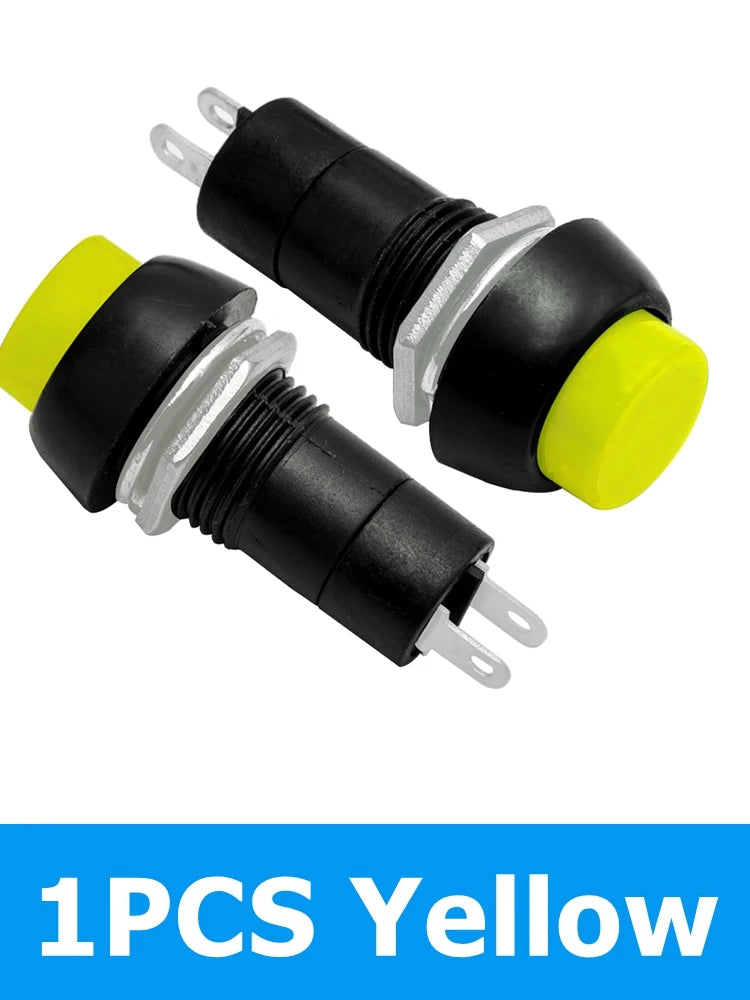 12mm Push Button Switch 2-Pin Momentary Self-Lock ON/OFF 3A 150V Push Button Switch Axl 1PCS Yellow