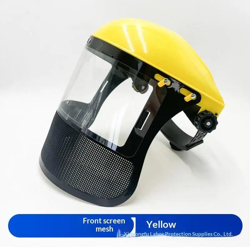 Garden Safety Helmet Full Face Mesh Shield | Forestry Safety Helmet Axl Yellow