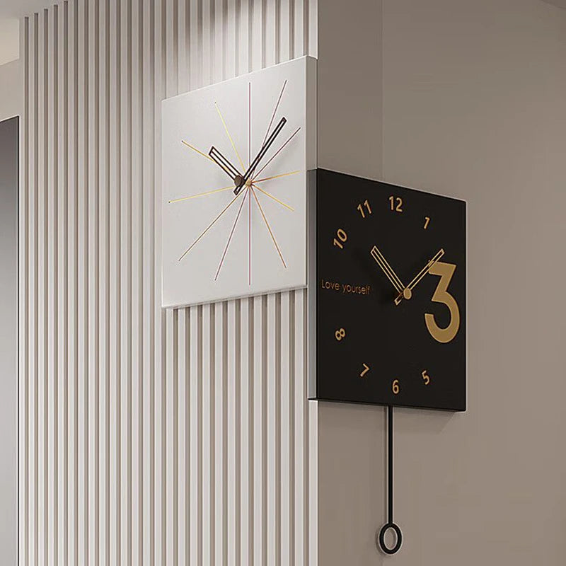 Luxury Nordic Silent Wall Clock – Square Metal Luminous Decor Wall Clock Axl
