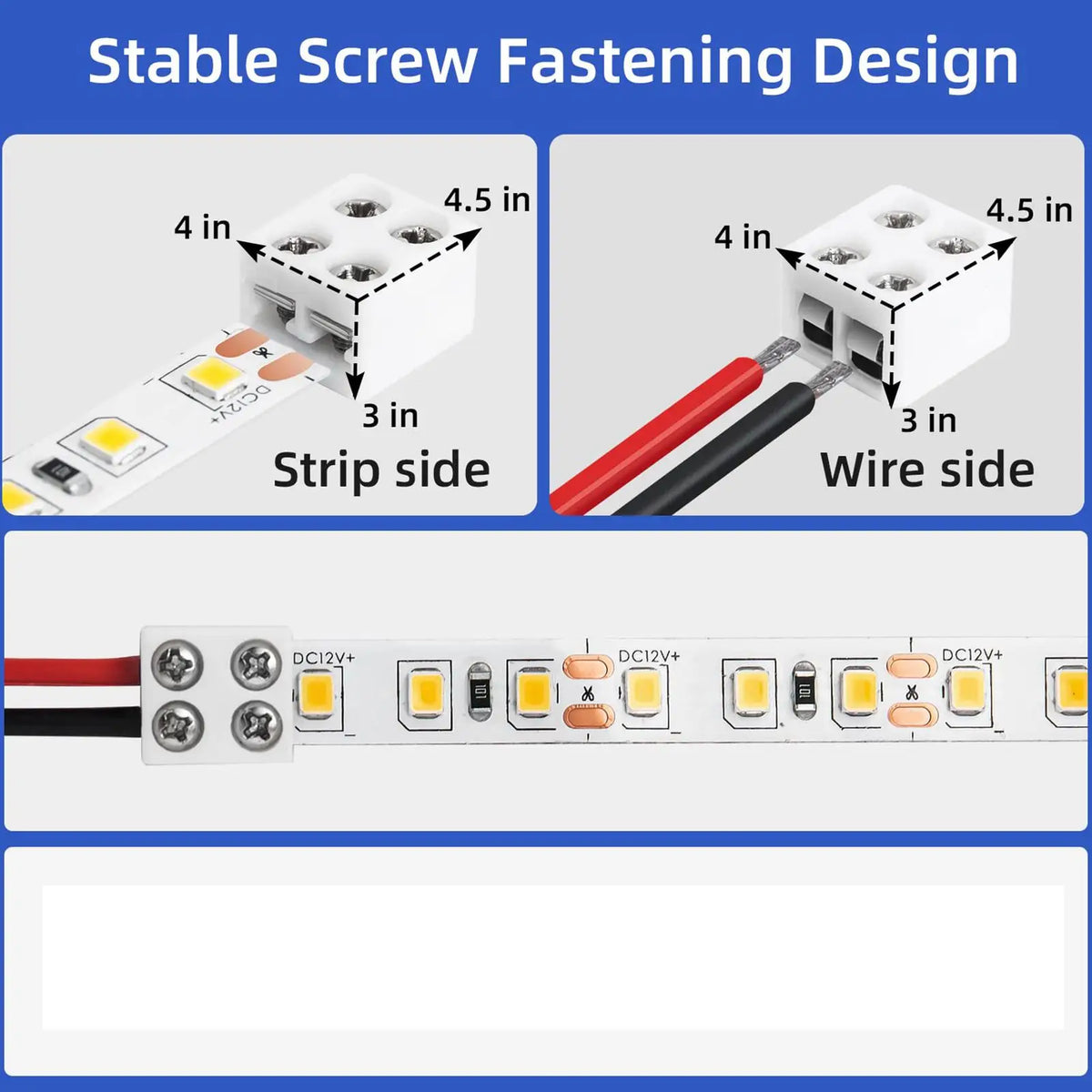 8mm LED Strip Light Connector – No-Solder Wire Adapter LED Strip Connector Axl