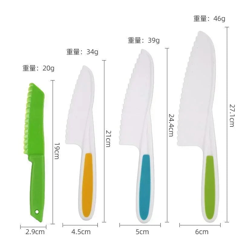 Kids Plastic Kitchen Knife Set – Safe Serrated Cooking Knives Kids Kitchen Knife Set Axl