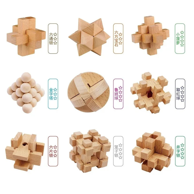 9-Piece Luban Lock Puzzle Set – Brain Teaser Toy for Kids Brain Teaser Puzzle Axl