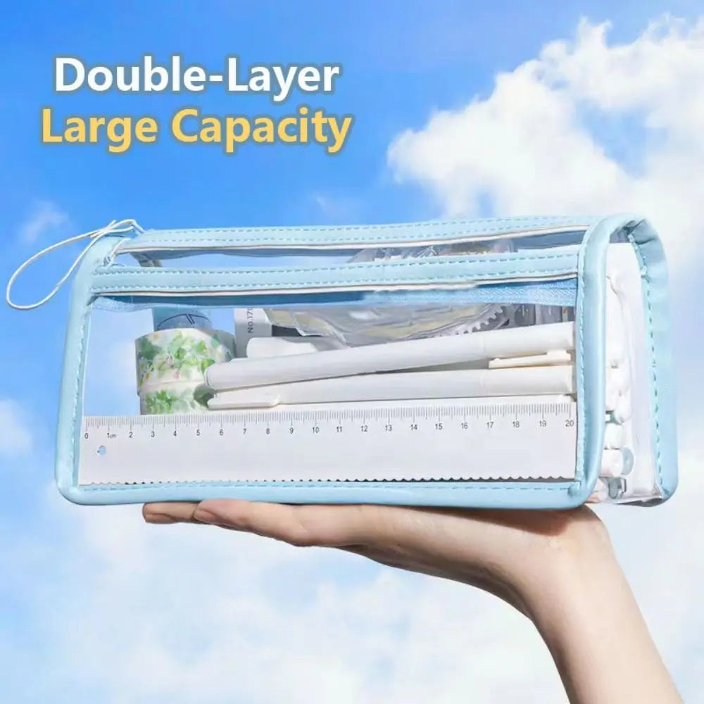 Double-Layer Transparent Waterproof Pencil Case | Large Capacity Pencil Case Axl