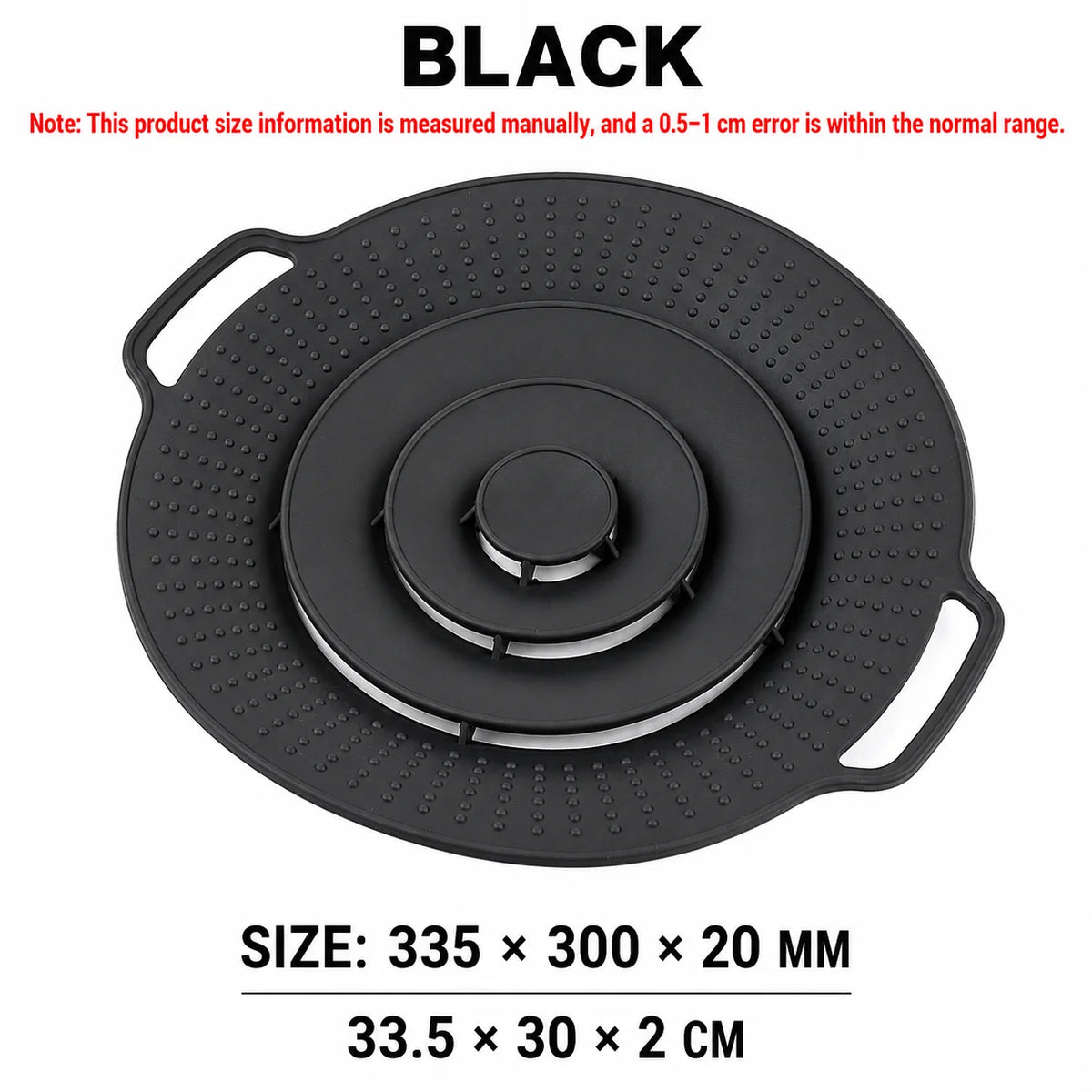 UWHISE Silicone Anti-Boilover Lid & Splatter Guard Pot Cover Silicone Pot Lid Axl Black
