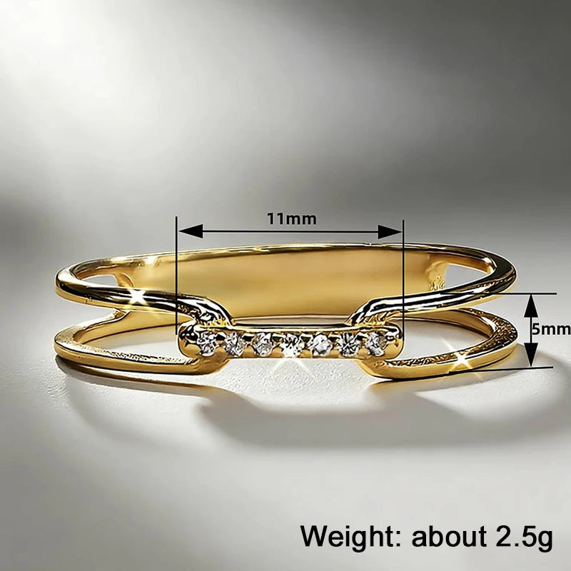 Huitan Chain-Link CZ Ring for Women | Chic Fashion Jewelry Fashion Ring Axl
