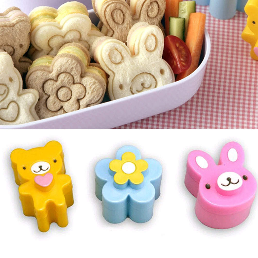 3-Piece Sandwich Crust Cutter Mold Set – Rabbit, Bear & Flower Sandwich Cutter Mold Axl