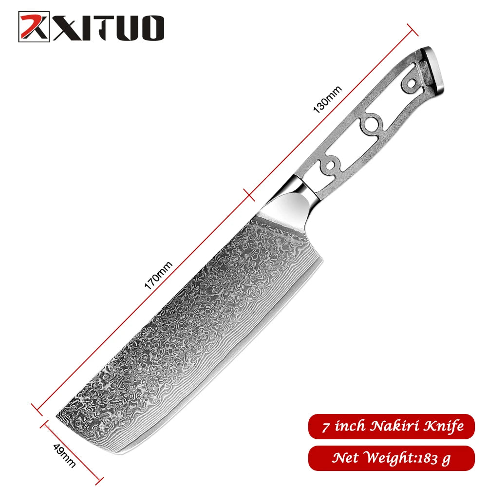 Damascus Steel Knife Blank Set – 8-Pc DIY Chef Knives | Xituo DIY Knife Blank Set Axl Nakiri Knife