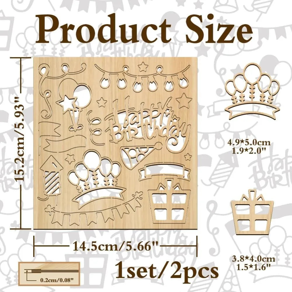 Happy Birthday Laser Cut Chipboard Embellishments – 2pc Wood Set Chipboard Embellishments Axl