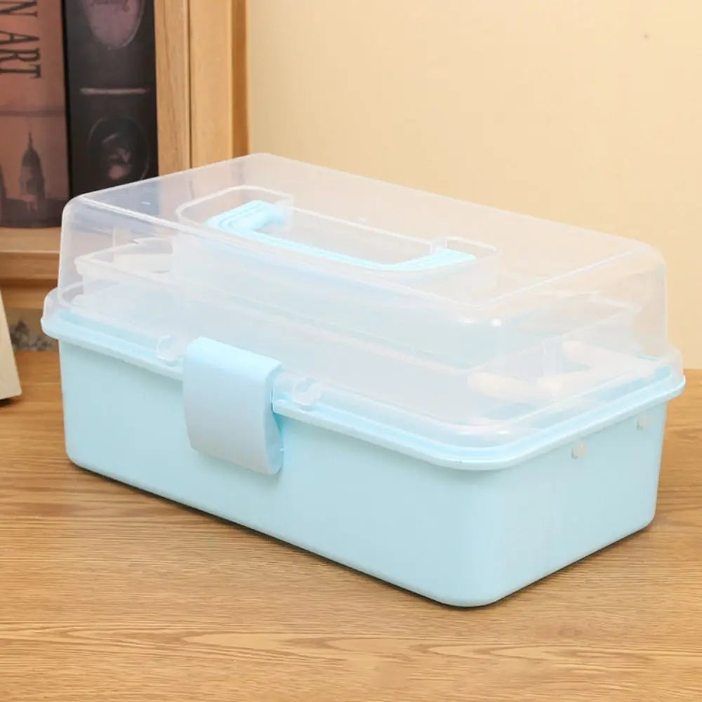 Foldable Plastic Storage Box – Makeup, Jewelry & Nail Organizer Storage Organizer Box Axl blue 3 Layers