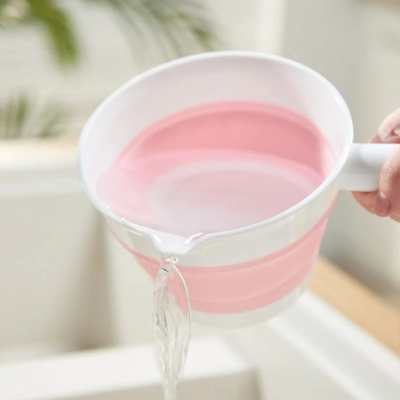 Large PP Folding Water Scoop – Long Handle Kitchen & Bath Folding Water Scoop Axl Pink water ladle 1pc