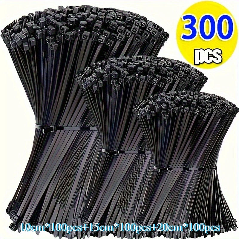 300 Pcs Heavy-Duty Nylon Cable Ties – Self-Locking Zip Ties Nylon Cable Ties Axl Black