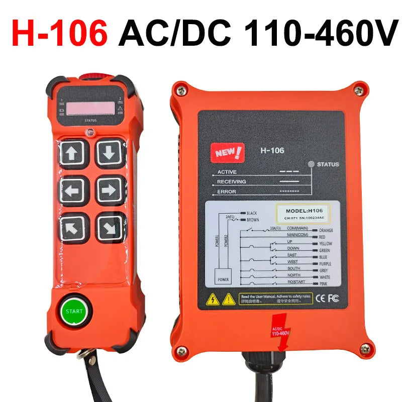 CNMAWAY H106/H108 Industrial Wireless Remote Control 6-Button Industrial Remote Control Axl H106 110-460V