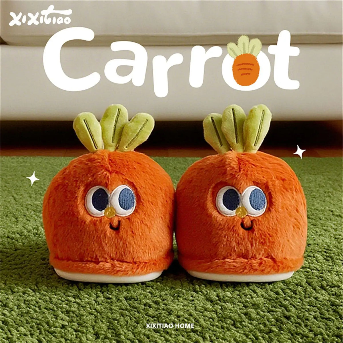 Lorilury Carrot Fur Slippers – Women's Novelty Indoor Slides Novelty Fur Slippers Axl