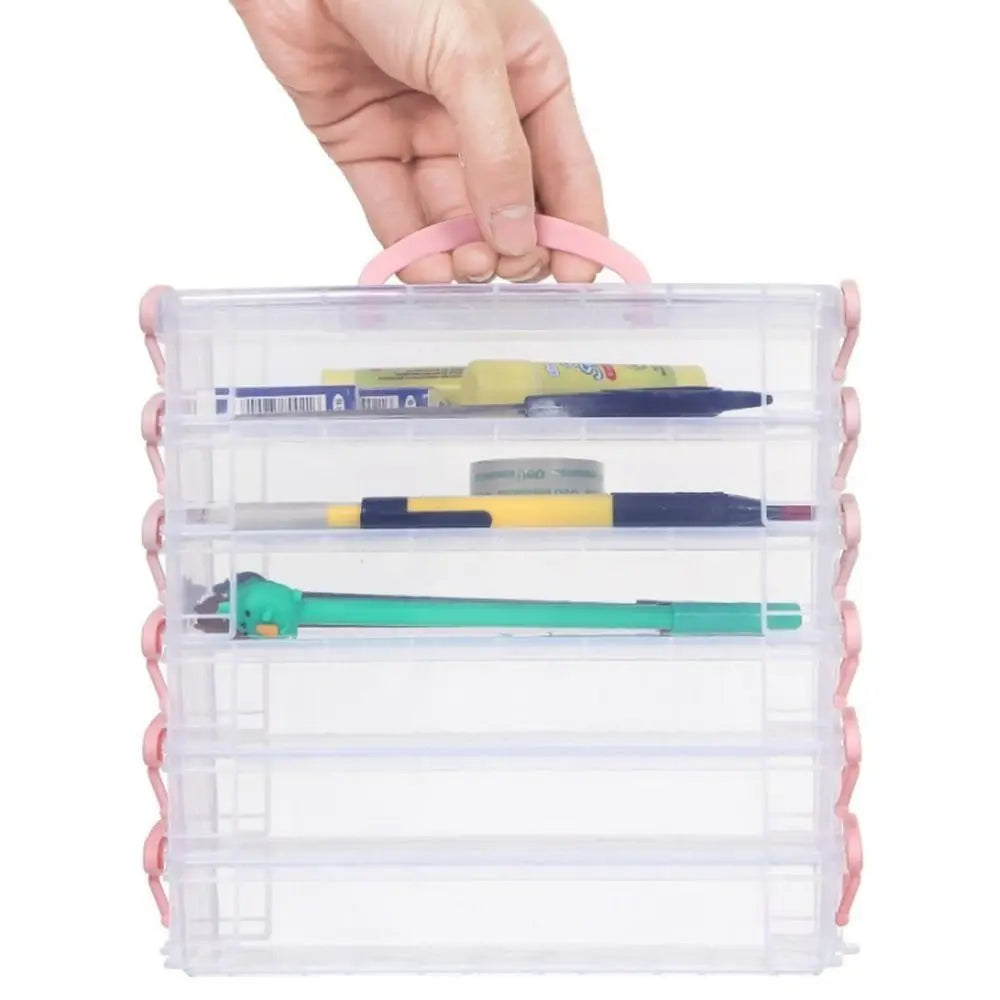 Multi-Layer Stackable Transparent Pencil Case | Art Pen Organizer Stackable Pencil Case Axl