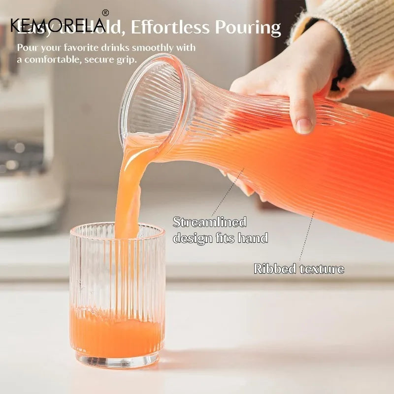1L Ribbed Glass Carafe with Lid & Chalkboard Labels | Set of 2 Glass Carafe Axl