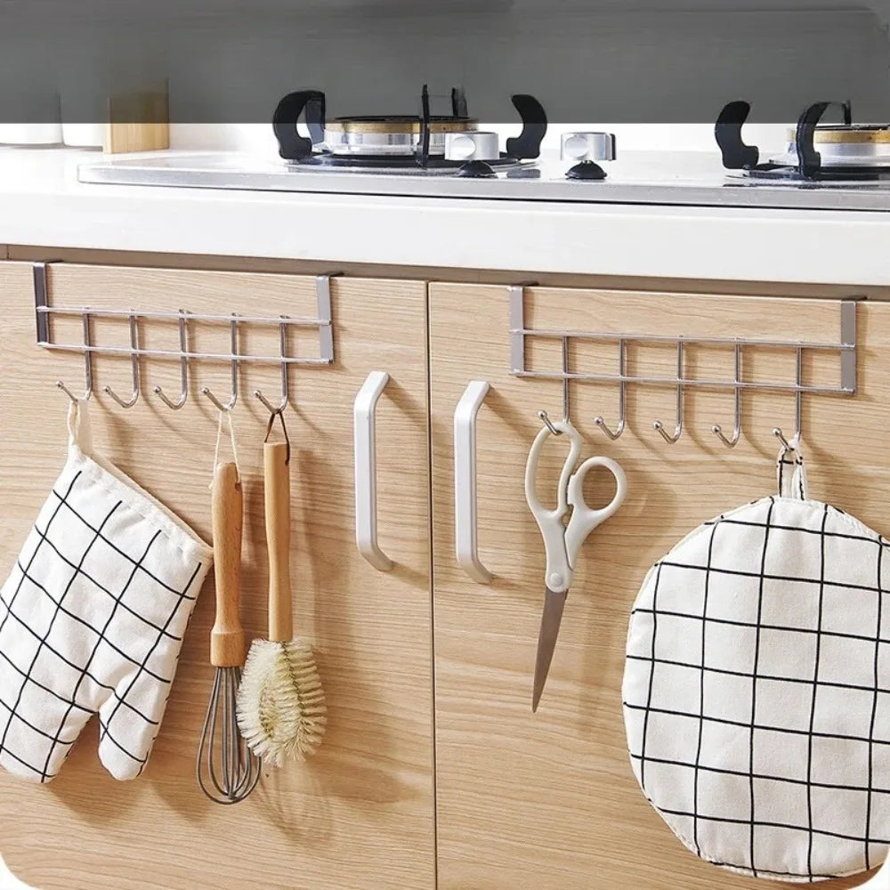Over The Door 5-Hook Stainless Steel Organizer Rack Door Hook Organizer Axl