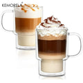 450ml Double Wall Borosilicate Glass Mug with Handle | 1-2 Pack Glass Mug Axl 2PCS 450ML