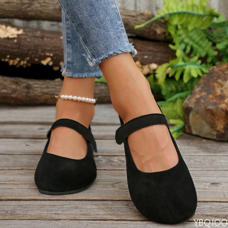 Women's Velvet Mary Jane Flats | Retro Round Toe Slip-On Shoes Mary Jane Flats Axl black 40