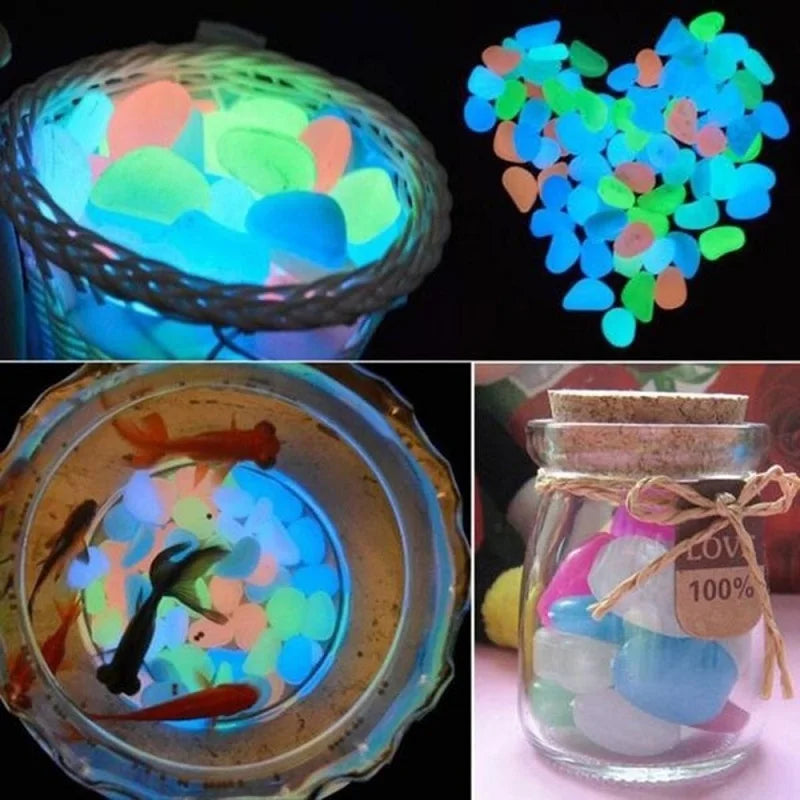 100 Glow in the Dark Pebbles – Luminous Garden & Aquarium Stones Decorative Garden Pebbles Axl