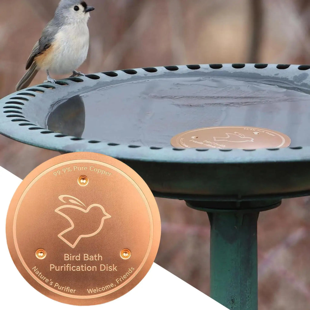 Copper Bird Bath Purifier Disc | Triple-Point Support Garden Bird Bath Accessory Axl