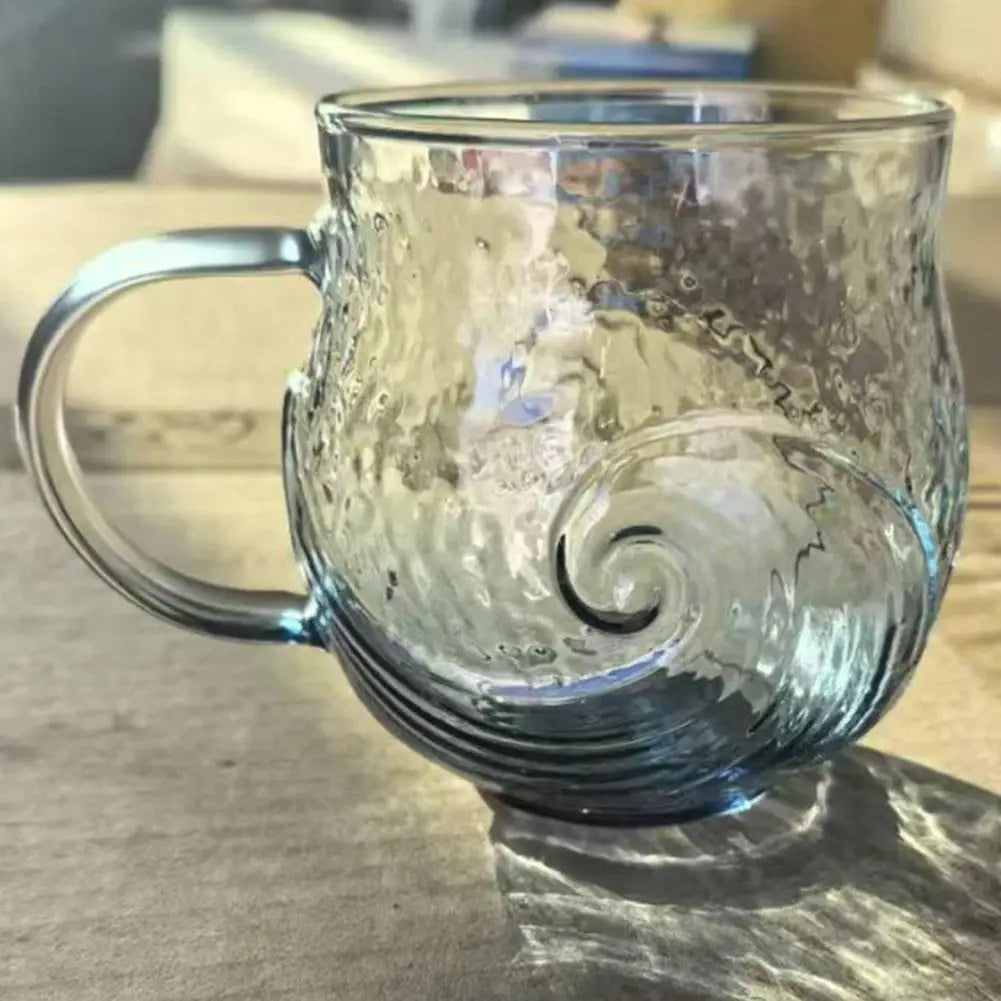 Sea Glass Wave Mug – Textured Ocean Glass Cup 350ml Glass Mug Axl