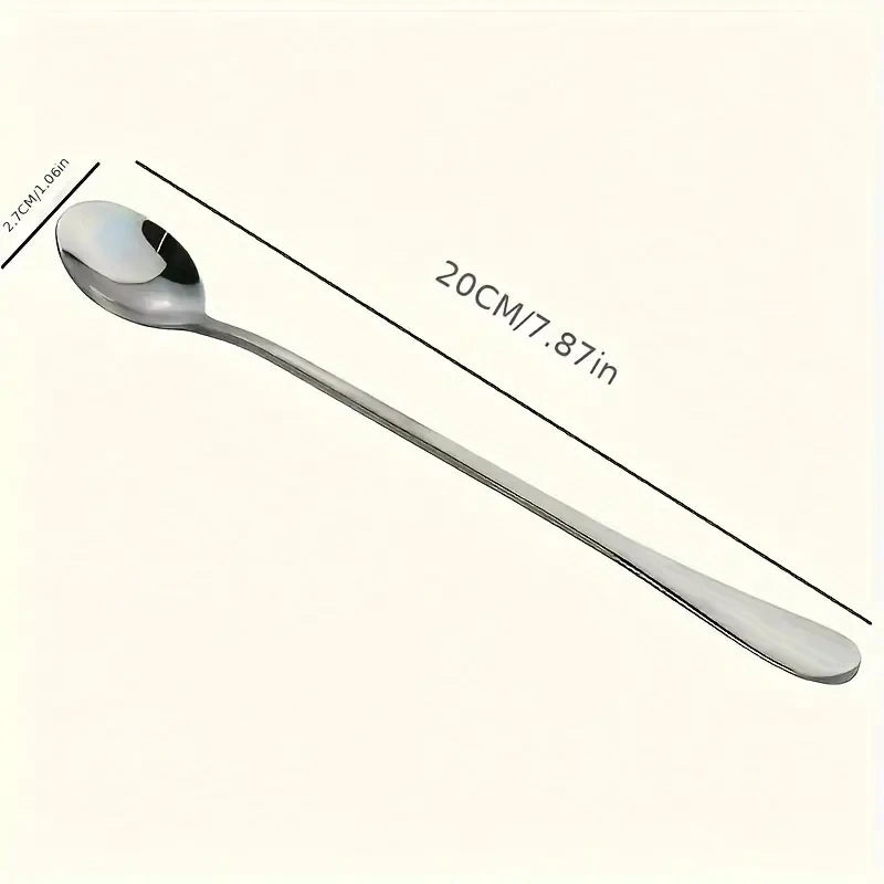 4-Piece Long Handle Stainless Steel Iced Tea & Coffee Spoons Stirring Spoon Set Axl