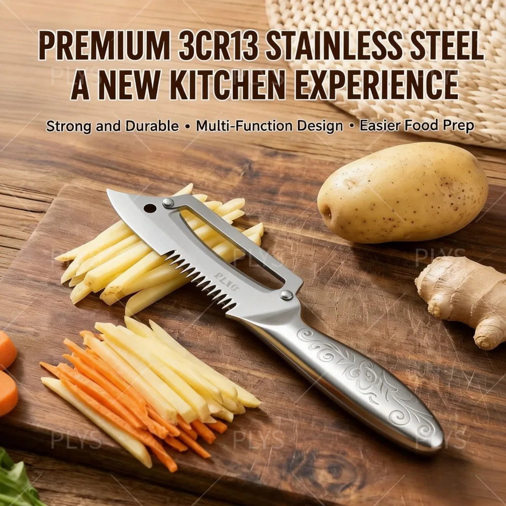 PLYS 3-in-1 Paring Knife & Vegetable Peeler | Stainless Steel Paring Knife Peeler Axl