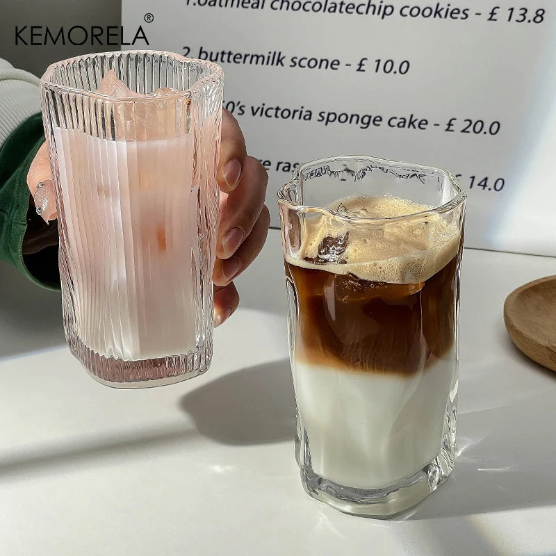 KEMORELA Twist Glass – Iced Coffee & Cold Drink Cup Cocktail Drink Glass Axl