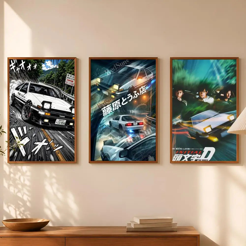 Initial D Anime Self-Stick HD PVC Wall Poster | Waterproof Decor Anime Wall Poster Axl