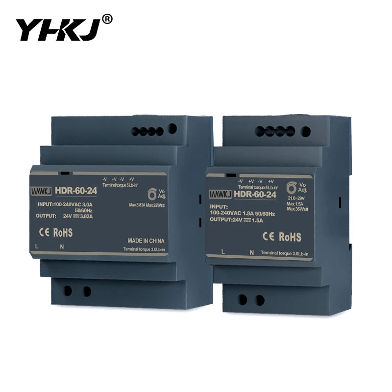 DIN Rail Switching Power Supply AC–DC 5V–48V | HDR-30/60/100 DIN Rail Power Supply Axl