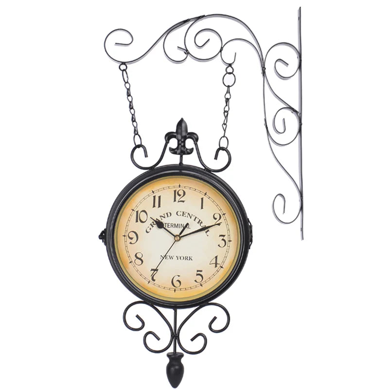 Nordic Retro Silent Wall Clock – Black Iron Shabby Chic 54x33cm Silent Wall Clock Axl