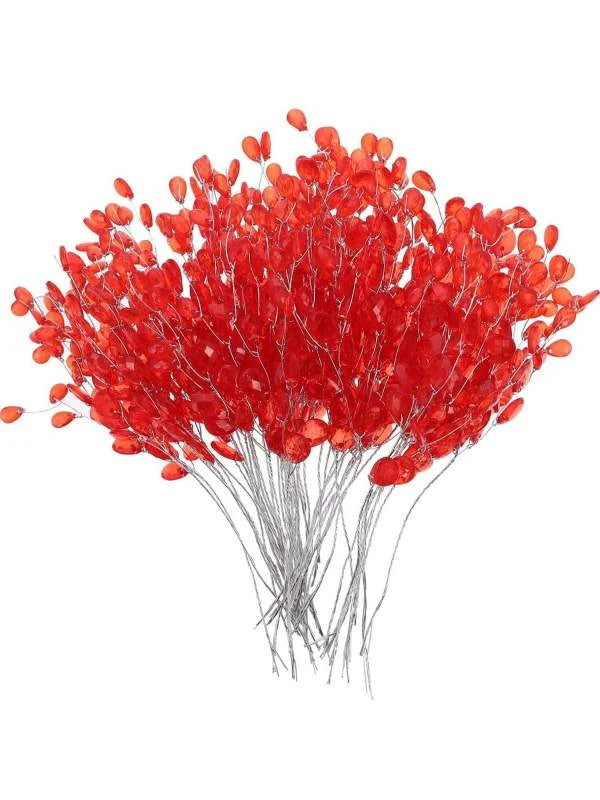 Crystal Acrylic Water Droplet Flowers | DIY Wedding & Décor Artificial Flower Decor Axl Red 20 pcs