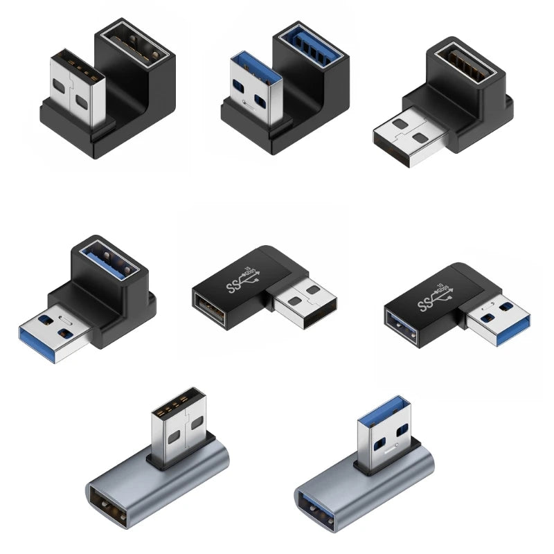 90° USB 3.0 Right Angle Adapter Male to Female 10Gbps USB Angle Adapter Axl