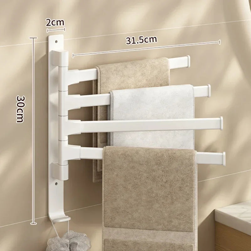 Wall Mounted Rotatable Towel Rack – Space Aluminum 2–5 Bars Towel Rack Axl White 4 Bar