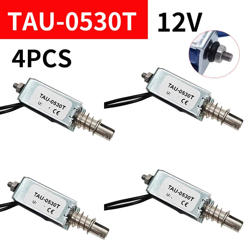 4Pcs TAU-0530 Open Frame Solenoid Electromagnet DC 6V/12V/24V Solenoid Electromagnet Axl 0530T 12V 4pcs