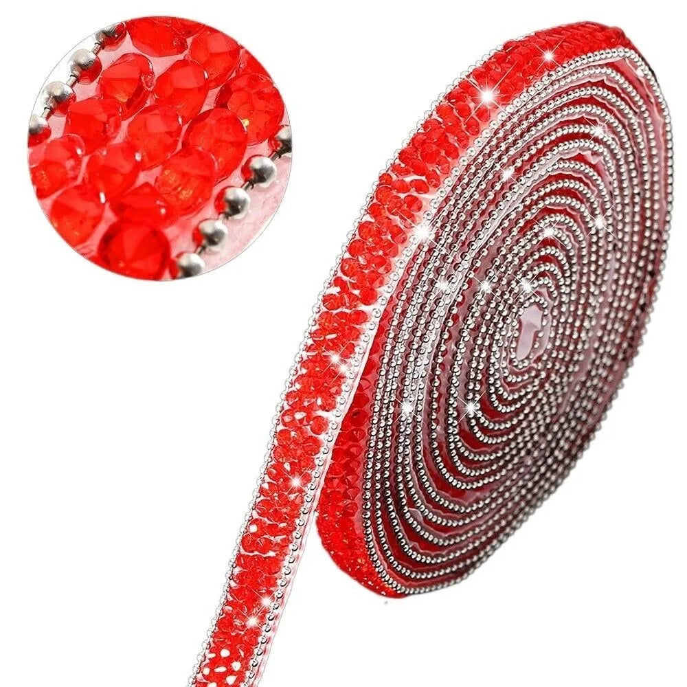 Self-Adhesive Rhinestone Ribbon 1cm – Bling Crystal Strip Craft Rhinestone Ribbon Axl Red