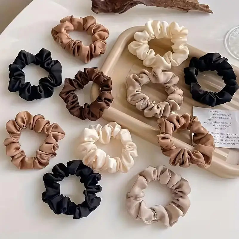 4-Pack Vintage Silk Scrunchies – High Elasticity Hair Ties Silk Hair Scrunchies Axl