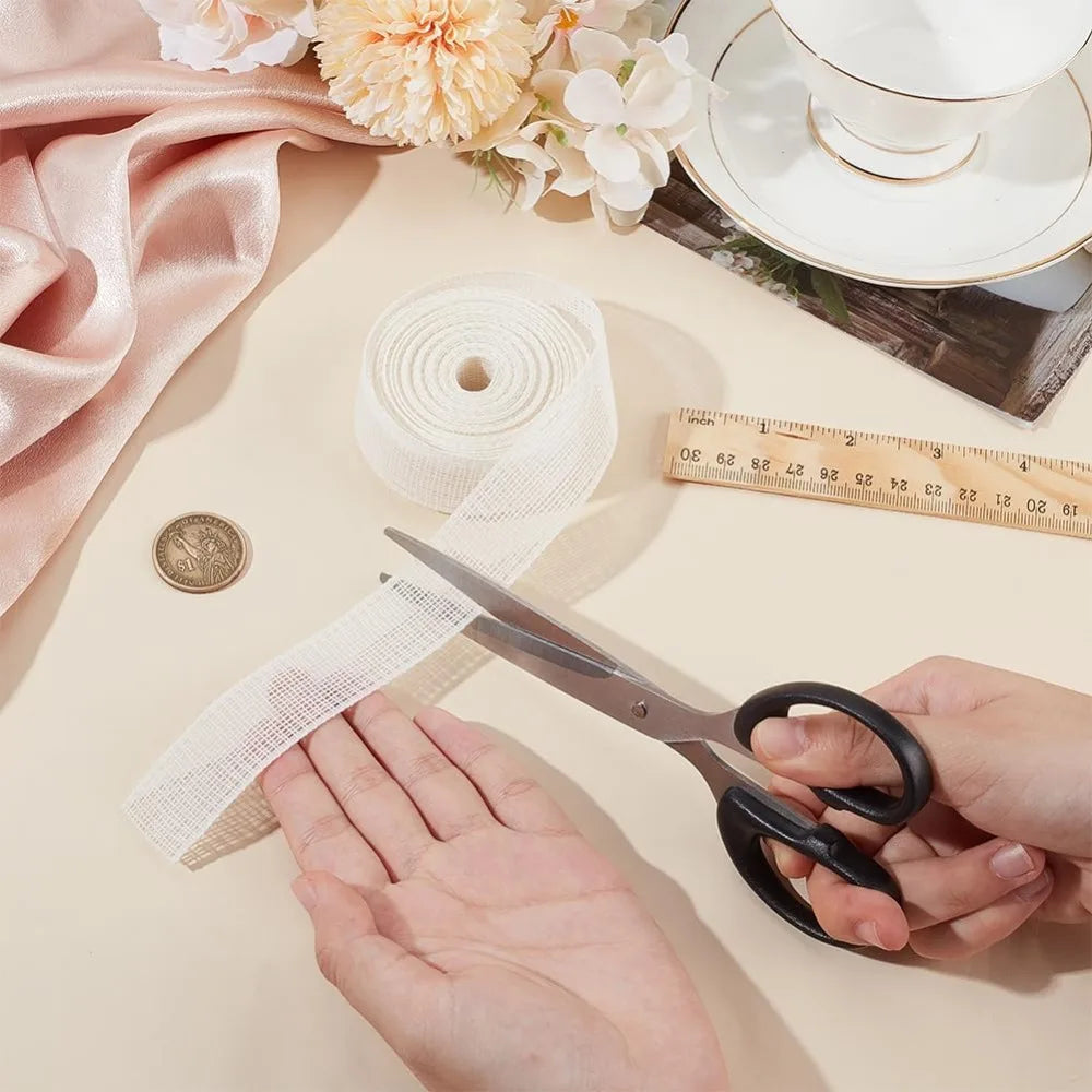 Beige Herringbone Lining Ribbon 1" x 5.47 Yd | Polyester Sewing Aid Sewing Lining Ribbon Axl