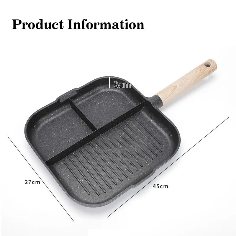 3-in-1 Non-Stick Divided Breakfast Frying Pan | Aluminum Alloy Divided Frying Pan Axl