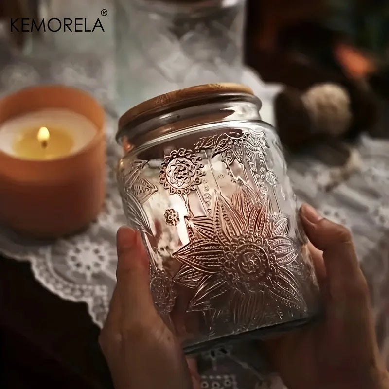 KEMORELA Vintage Glass Storage Jar – Airtight Wooden Lid 700/1000ml Glass Storage Jar Axl